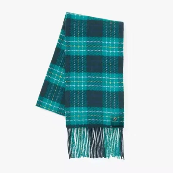 NWT Kate Spade 100% Wool Greenhouse Plaid Scarf - Picture 7 of 8